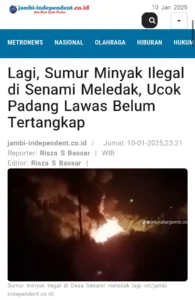 Sumur Minyak Ilegal di Senami Meledak Lagi: Api dan Asap Membumbung Tinggi”
